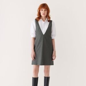 Frank & Oak Sz S The Pinstripe Pinafore Dress in Cool Grey